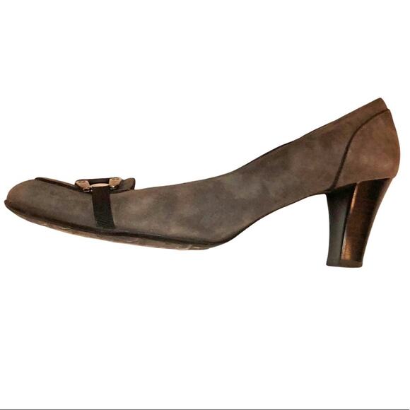 Peter Kaiser Grey Suede Low Heels Vintage Designer Retro shoe 7.5 pumps VTG - Picture 3 of 12